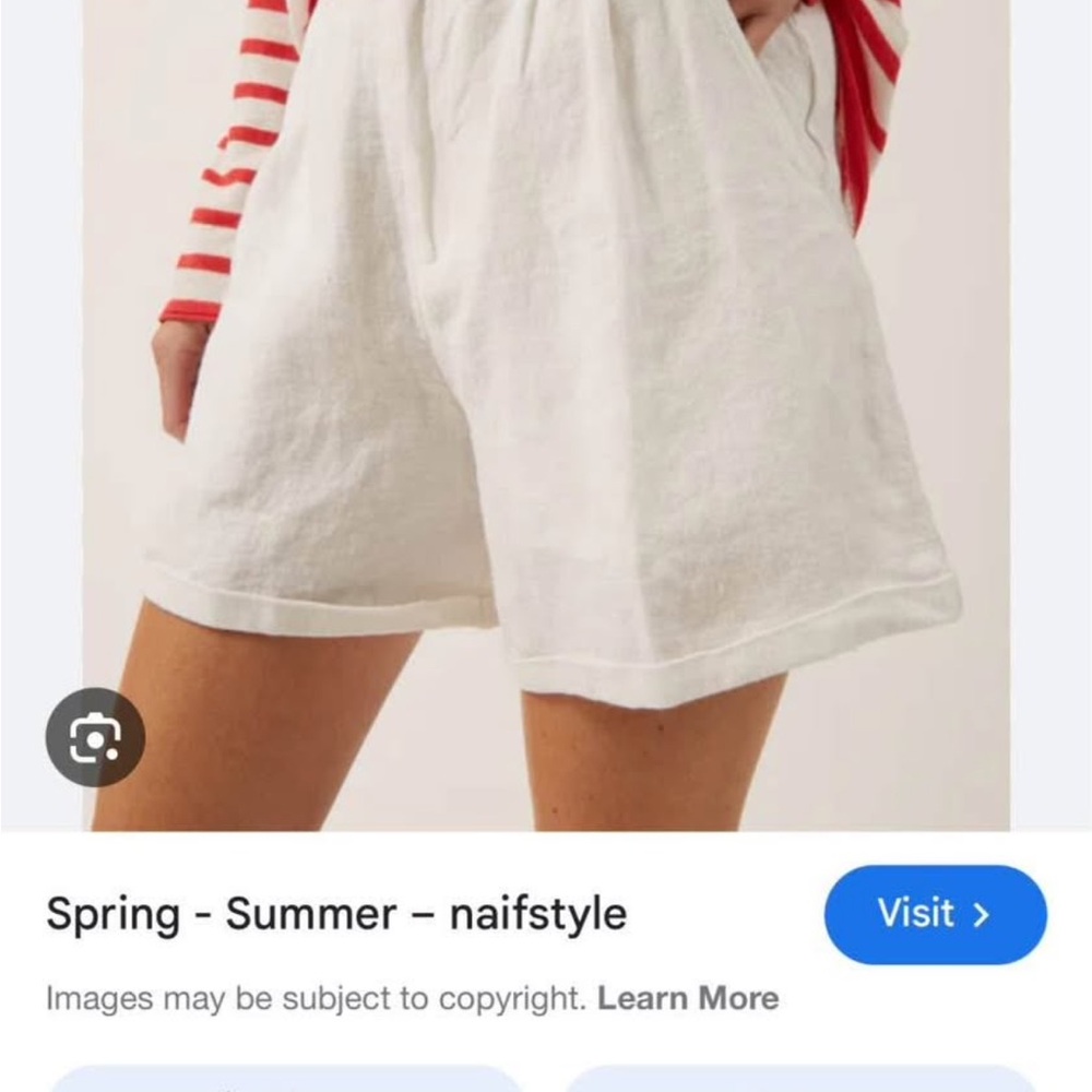 NAIF High Waist White Linen Shorts